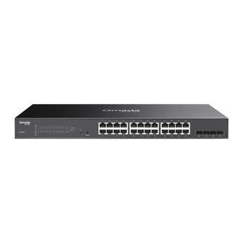 O switch gerível TP-Link SG2428P oferece 24 portas Gigabit PoE+ (budget total de 250W), 4 slots SFP e integração nativa Omada SDN para gestão centralizada na Cloud.