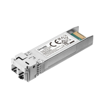 Transcetor SFP+ TP-Link SM5110-SR: 10 Gbps, LC duplex multimodo, até 300m (OM3), hot-swap e DDM. Compatível com switches Omada SG3428X e SG3428XMP.