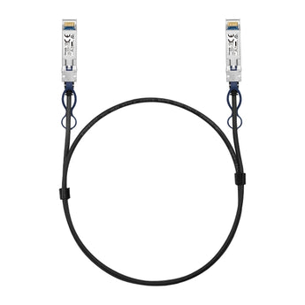 TP-Link SM5220-3M: cabo DAC SFP+ 10G de 3 metros, condutor em cobre prateado, passivo, ideal para stacking e uplinks entre switches Omada com portas SFP+ 10G.