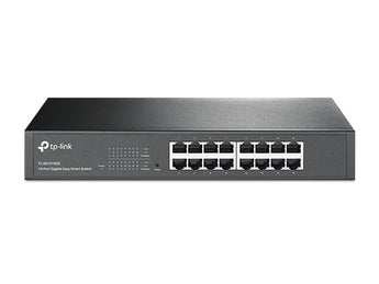 Switch TP-Link TL-SG1016DE de 16 portas Gigabit. Desempenho de 32Gbps com gestão Easy Smart: suporte VLAN, QoS, IGMP Snooping e design silencioso (Fanless).