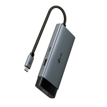TP-Link UH5010C: hub USB-C 5-em-1, HDMI 4K@60Hz, PD 100W, USB-A 10Gbps + 2×480Mbps, alumínio, cabo trançado 180mm, Plug & Play, CE/FCC.