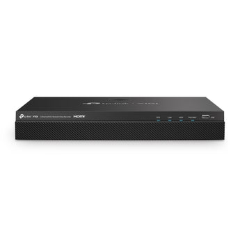 O NVR TP-Link VIGI NVR2008H-8MP de 8 canais oferece resolução 4K, IA integrada (classificação de humanos/veículos), 8 portas PoE+ e 2 baías SATA até 16TB.