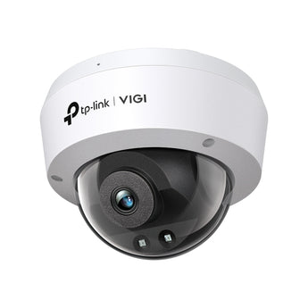 A câmara TP-Link VIGI C220I (4mm) oferece resolução 2MP (Full HD), lente focada de 4mm, visão noturna IR até 30m, analítica de IA e proteção IP67 e IK10.