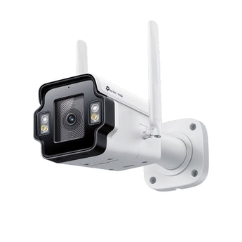 A câmara TP-Link VIGI S345-4G de 4MP oferece conectividade 4G LTE, visão a cores 24h, analítica de IA, 3 portas LAN, defesa ativa e proteção IP66.