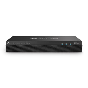 O gravador TP-Link VIGI NVR2016H de 16 canais oferece visualização 4K, 2 baías SATA até 16TB, 160 Mbps de largura de banda e portas de alarme I/O para máxima segurança.