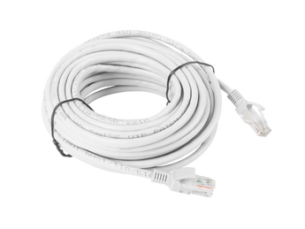 Patch Cord Lanberg de 10m Cat. 5e UTP (CCA). Cor cinzenta, ideal para escritórios e ligações Gigabit a maior distância. Testado (Fluke Passed).