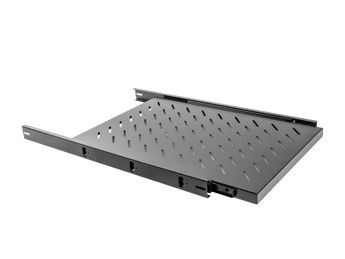 Prateleira deslizante Lanberg AK-1011-B (1U) para bastidores de 19". Profundidade de 750mm, construção em metal e capacidade de carga robusta até 60kg.