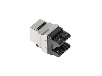 Módulo keystone Lanberg KSF6-1000, RJ45 Cat.6 S/FTP com conetor LSA sem ferramentas, suporte PoE até 36V e mais de 750 ciclos de vida útil. Ideal para cablagem estruturada.