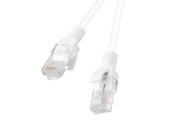 Patch Cord Lanberg de 15m Cat. 5e UTP (CCA). Cor branca, ideal para escritórios e ligações Gigabit a maior distância. Testado (Fluke Passed).