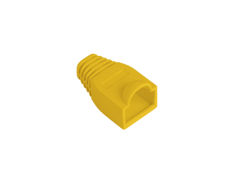 Pack de 100 Capas de proteção (Boots) para fichas RJ45 Lanberg PLB-1000-Y. Cor Amarelo. Protege a patilha de bloqueio e alivia a tensão do cabo. Ideal para cabos críticos. - PLB-1000-Y