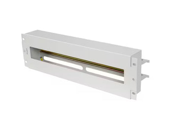 Painel de distribuição de tensão Lanberg AK-VDP103-S, 19" 3U, com calha DIN TS-35, organizador de cabos e ligação à terra. Ideal para bastidores de rede e datacenter.