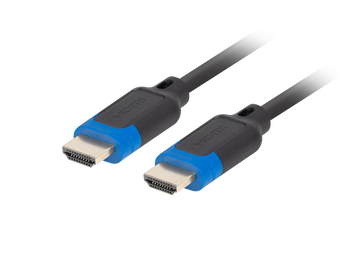Cabo HDMI 2.1 Lanberg de 5 m, preto, até 48 Gb/s e resolução 8K. Blindagem dupla, conectores banhados a ouro, HDR dinâmico, VRR e eARC.