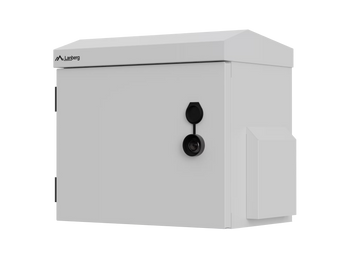 Lanberg WAH1-3230-00S: armário rack 10″ montado, IP55 e IK10, 320×220×300 mm, cinzento RAL 7035, com acessórios para parede e poste.