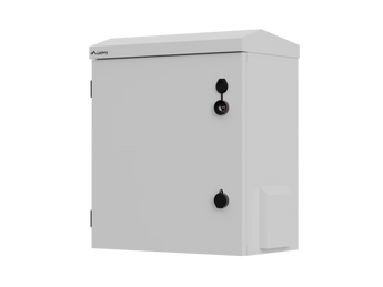 Lanberg WAH1-4250-00S: armário rack 10″ montado, IP55 e IK10, 420×300×500 mm, cinzento RAL 7035, com acessórios para parede e poste.