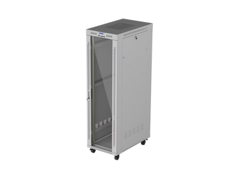 Bastidor de chão Lanberg FF01-6042-12SL, 19" 42U, 600x1000mm, com painel LCD, termóstato e carga até 1200 kg. A solução de maior capacidade da gama Lanberg.