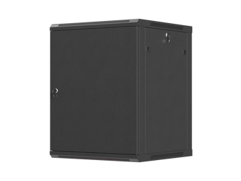 Armário Lanberg WF01-6615-00B mural 19″ 15U, porta metálica, profundidade útil 543,5 mm e carga estática de 60 kg. Flat Pack preto.