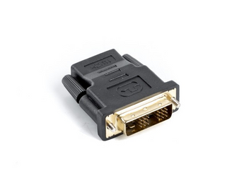 Lanberg AD-0013-BK. Adaptador DVI-D Macho (18+1) para HDMI Fêmea. Resolução máxima 1920x1080. Conectores banhados a ouro. Converta DVI em HDMI. - AD-0013-BK