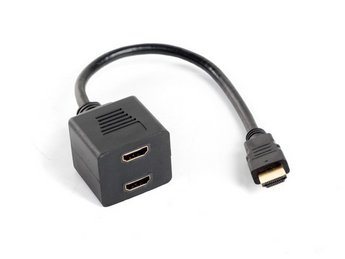 Lanberg AD-0019-BK. Adaptador HDMI Macho para 2x HDMI Fêmea. Cabo passivo para duplicar/espelhar sinal de vídeo Full HD (1080p). Comprimento 20cm. - AD-0019-BK