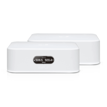 The AmpliFi Instant Wi-Fi System includes a router with an easy-to-use touchscreen display, 1 Gigabit Ethernet port, a WAN port, an Ethernet cable, and one MeshPoint with an Ethernet port to maximize coverage and eliminate dead zones in your home. -