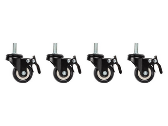 Conjunto de 4 rodas Lanberg AK-1601-B (M10) para armários bastidores de 19". Fabricadas em aço resistente, com travão e capacidade de carga estática de 50 kg. - AK-1601-B