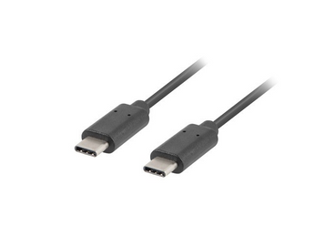 Lanberg CA-CMCM-10CU-0010-BK. Cabo USB-C Macho para USB-C Macho de 1 metro. Para carregamento e dados (480 Mb/s). Conectores banhados a ouro. - CA-CMCM-10CU-0010-BK