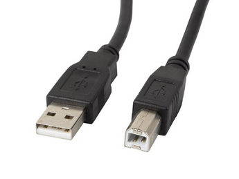 Lanberg CA-USBA-11CC-0018-BK. Cabo USB Tipo A para B (Impressora) de 1.8m. Condutores 100% Cobre. Com filtro de ferrite anti-interferência e conectores banhados a ouro. - CA-USBA-11CC-0018-BK