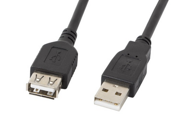 Lanberg CA-USBE-10CC-0050-BK. Cabo extensor USB 2.0 Macho-Fêmea de 5 metros. Condutores 100% Cobre (CU). Conectores banhados a ouro. Velocidade 480 Mb/s. - CA-USBE-10CC-0050-BK