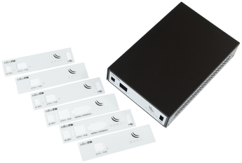 Caixa indoor (CA411-711) em alumínio preto da Mikrotik. Design alto, ideal para placas RBM11G, RB411, RB911, RB912 e RB922. Inclui painéis frontais variáveis. - CA411-711