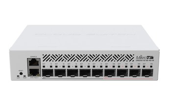 Switch compacto da MikroTik para redes de fibra. O CRS310 oferece 5 portas SFP, 4 uplinks 10G SFP+ e a flexibilidade do dual-boot (RouterOS/SwOS). - CRS310-1G-5S-4S+IN