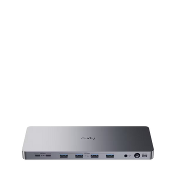 Cudy CS700: dock USB-C DisplayLink com dois ecrãs 4K 60 Hz, USB 10 Gbps, Ethernet Gigabit e PD até 100 W. Adaptador de 150 W incluído.