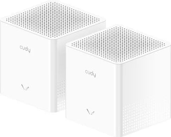 Cudy M1300S 2-Pack: Mesh Wi-Fi 5 dual band 867+300 Mbps, cobertura 160 m², 2 portas Gigabit por unidade, MU-MIMO, Beamforming, VPN, Fast Roaming, app Cudy.