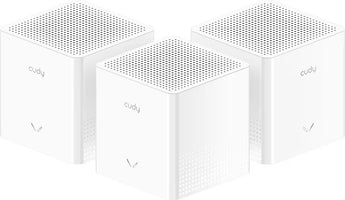 Cudy M1300S 3-Pack: Mesh Wi-Fi 5 dual band 867+300 Mbps, cobertura 220 m², 2 portas Gigabit por unidade, MU-MIMO, Beamforming, VPN, Fast Roaming, app Cudy.