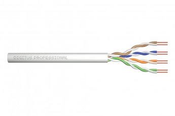 Digitus DK-1511-V-305-1. Cabo de instalação CAT 5e U-UTP (305m). Condutores de Cobre Nu (AWG 24/1). Frequência 100 MHz. Revestimento PVC (Eca). Suporta PoE. Cor Cinza. - DK-1511-V-305-1