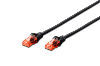 Digitus DK-1617-0025/BL. Cabo Patch CAT 6 U-UTP de 0.25m. Condutor em Cobre (Cu). Revestimento LSZH (Halogen Free). Suporta PoE+. Conectores com identificação vermelha. - DK-1617-0025/BL
