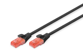 Cabo de rede Cat6 Digitus de 1m (preto) para ligações Gigabit. Com condutor em cobre, revestimento de segurança LSZH e suporte para PoE+. - DK-1617-010/BL