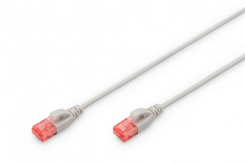 Cabo de rede Cat6 "slim" de 1m (cinzento) da Digitus. Com design fino e flexível, é ideal para data centers, bastidores de alta densidade e escritórios. - DK-1617-010S