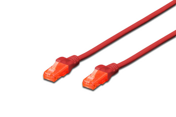 Cabo de rede (patch cord) CAT 6 Digitus DK-1617-020/R. Cabo U-UTP (não blindado) de 2m (vermelho), 100% cobre (Cu), LSZH e pronto para PoE+. - DK-1617-020/R
