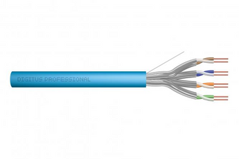 Cabo de instalação em rolo de 100 metros da Digitus. Categoria 6A U/FTP para redes 10GBase-T, com condutor em cobre sólido e revestimento LSZH (CPR Eca). - DK-1623-A-VH-1