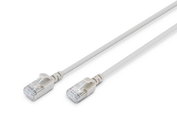 Cabo de rede slim Cat 6A da Digitus com 10m. Design fino e flexível ideal para bastidores de alta densidade. Suporta 10 Gbps, PoE+ e tem blindagem F/FTP. - DK-1632-A-100S