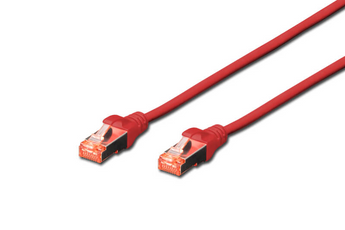 Cabo de rede (patch cord) CAT 6 Digitus DK-1644-0025-R. Cabo S/FTP (PIMF) de 0.25m (vermelho), 100% cobre (Cu), LSZH e pronto para PoE+. - DK-1644-0025/R