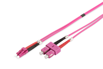 Patch Cord Fibra Ótica Digitus DK-2532-03-4. Cabo Multimodo OM4 (50/125µ), duplex LC para SC com 3 metros. Revestimento LSOH seguro (Erika Violet). - DK-2532-03-4