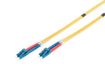 Cabo de Fibra Ótica Duplex Digitus LC para LC, 5m, Monomodo OS2 (9/125µ). Revestimento LSOH. Ideal para redes de longa distância em 1G/10G/40G/100G. - DK-2933-05