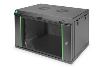 Armário rack de parede 7U (600x600mm) com porta de vidro, painéis laterais removíveis e capacidade de 60 kg. - DN-19 07-U-EC-SW