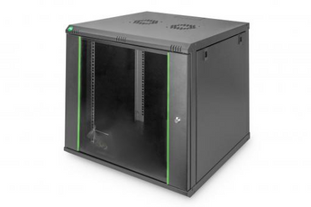 Armário rack de parede de 12U (600x600mm) da série Dynamic Basic. Estrutura robusta com 60kg de capacidade, porta de vidro com chave e calhas ajustáveis. - DN-19 12U-6/6-EC-SW