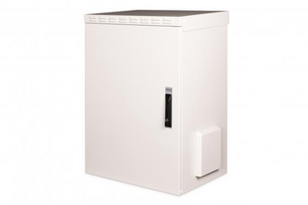 Armário rack 16U outdoor da Digitus (DN-19 16U-I-OD). Proteção IP55 (poeira e água), 891x600x450mm, cinza (RAL 7035). Fechadura de 3 pontos e 100kg de capacidade. - DN-19 16U-I-OD