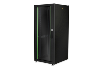 Bastidor rack 26U (600x600mm) Digitus DN-19 26U-6/6-DB (Série Dynamic Basic). Carga 600kg, porta de vidro, painéis laterais/traseiro amovíveis. Entregue montado. Preto. - DN-19 26U-6/6-DB