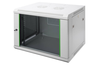Bastidor 7U de parede Digitus DN-19 07-U-EC (Dynamic Basic). 450mm de profundidade (600x450mm), cor cinzenta (RAL 7035). Porta de vidro, 60kg capacidade. Entregue montado. - DN-1907-U-EC