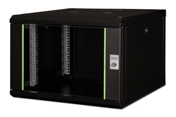 Armário rack de parede 7U (600x600mm) com porta de vidro, painéis laterais removíveis e capacidade de 100 kg. - DN-1907U-6/6-SW