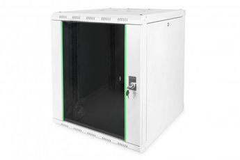 Armário rack de parede Digitus 12U (DN-19 12U-6/6). Com porta de vidro, painéis removíveis e 100kg de capacidade. Entregue completamente montado. - DN-1912U-6/6