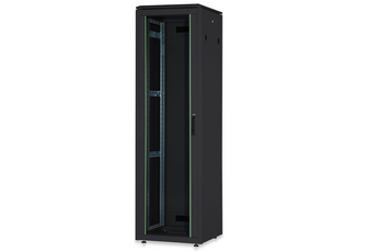 Armário rack 36U Digitus Unique (1787x600x600mm). Cor preta (RAL 9005), porta frontal de vidro, capacidade de 1200kg e proteção IP20. Entregue montado. - DN-1936U-6/6-B-1